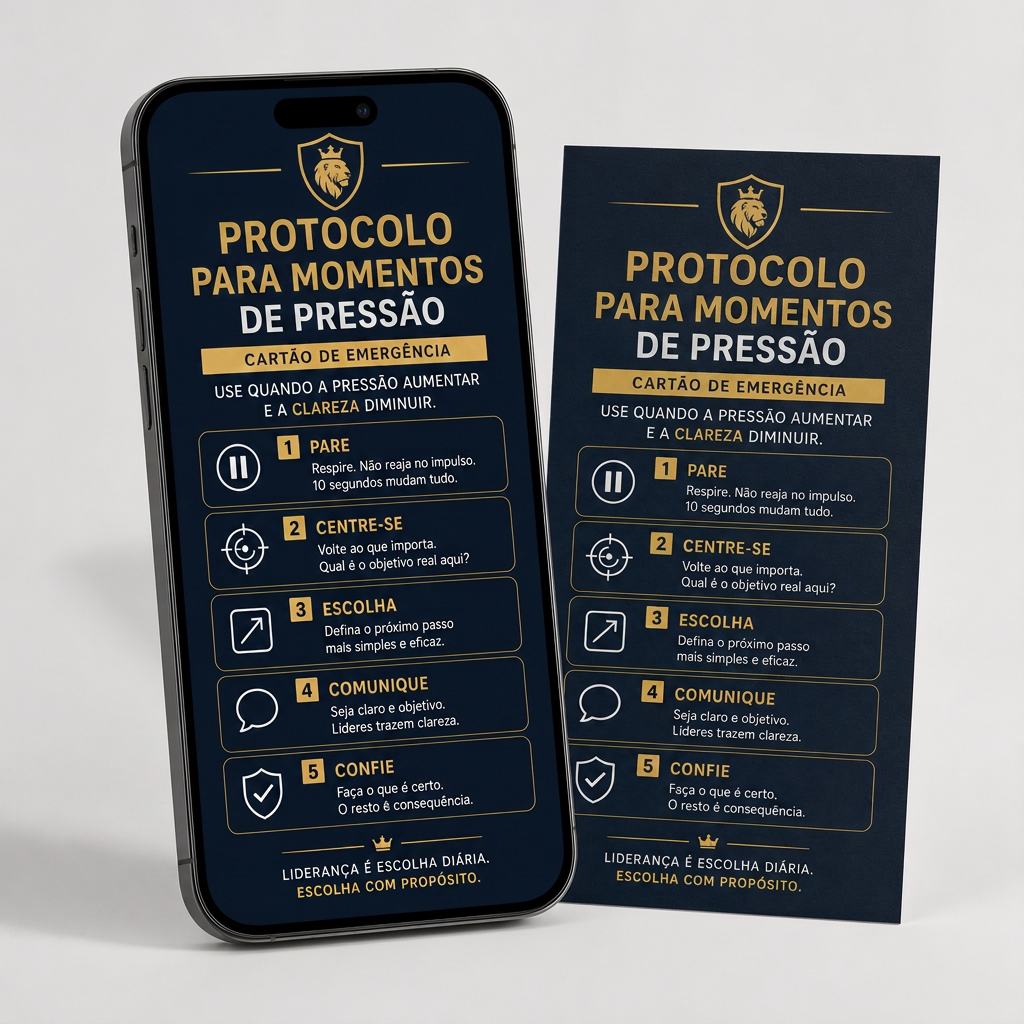 Mockup do Protocolo para Momentos de Pressão no celular e impresso